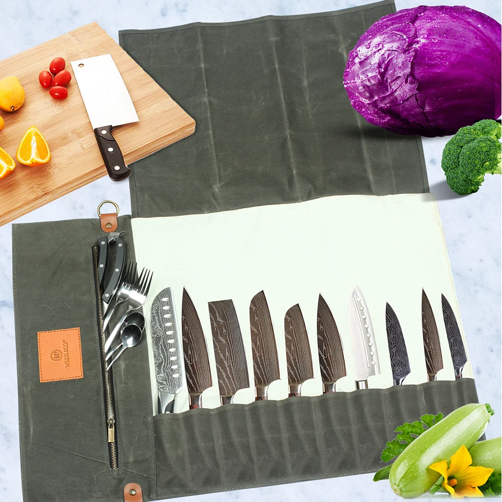 WESSLECO Chef Knife Bag Roll Bag Carry Case Bag Kitchen Cooking Portable Durable Knife Storage Pockets laptop tool bag