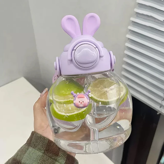 Glass Bunny Water Bottle BPA Free Safe Eco Friendly Pastel Kawaii Babe