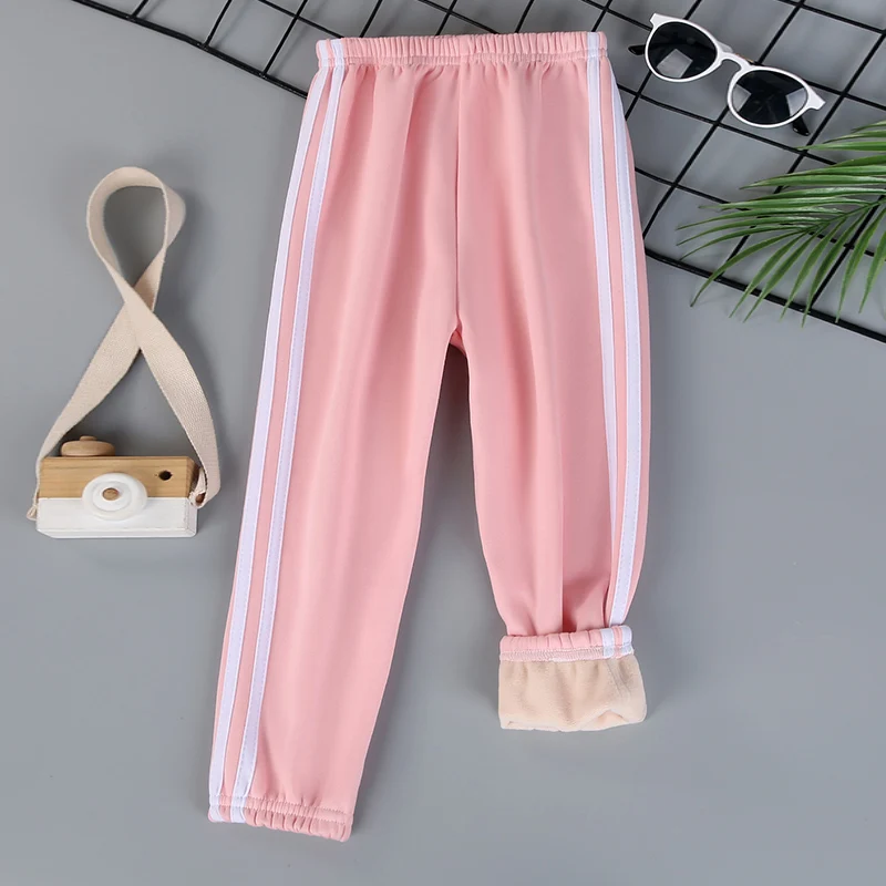 Children's Solid Color Sports Plus Velvet Pants Autumn and winter Boys and Girls Comfortable Leisure Warm Sports Fashion Pants girls pants boys pants kids pants