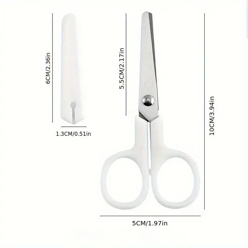 1pc Mini White Scissors, Portable Stainless Steel Blade Paper Cutter, Handmade Stationery, Gift For Office School - 3