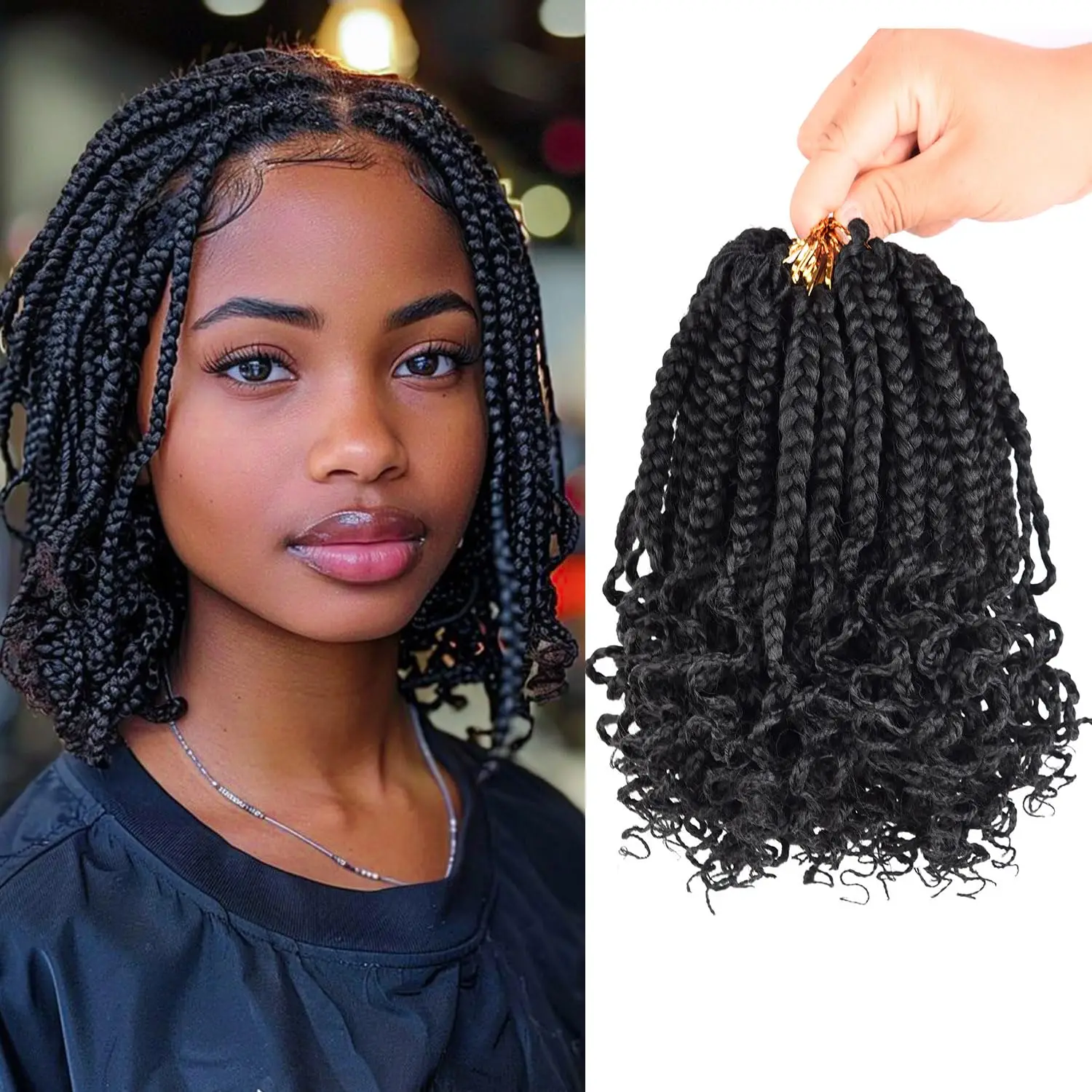 Crochet Hair Extensions Synthetic Box Braids Crochet Hair Black Women Curly Ends Pre Looped Soft 3X Crochet Braids Hair Extensions