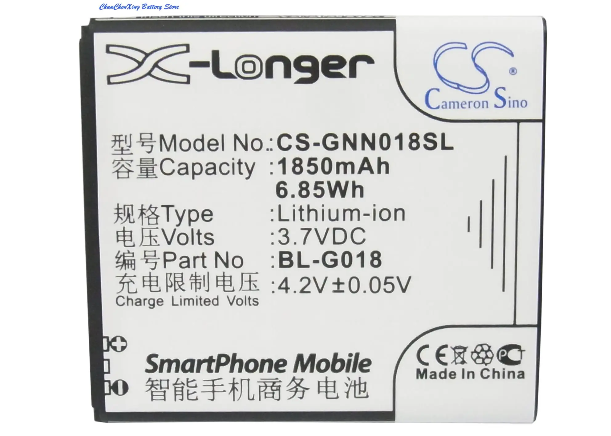 Cameron Sino 1850Mah Batteria Bl-G018 Per Fly/Gionee C700, C800, Iq441,Gn206, Gn700T/Gn700W, Per Ngm Wemove Wilco