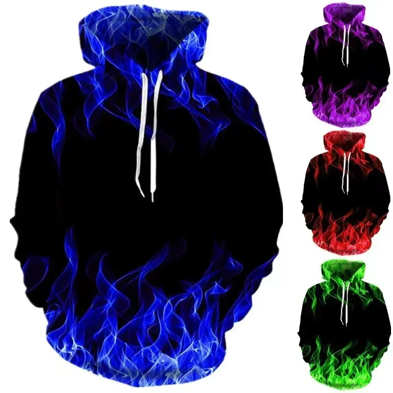 

New Colorful Flame Hoodie 3d Sweatshirt Men Hooded Pullover Autumn and Winter Coat Men's Clothing Funny Jacket Black Hoodies Top