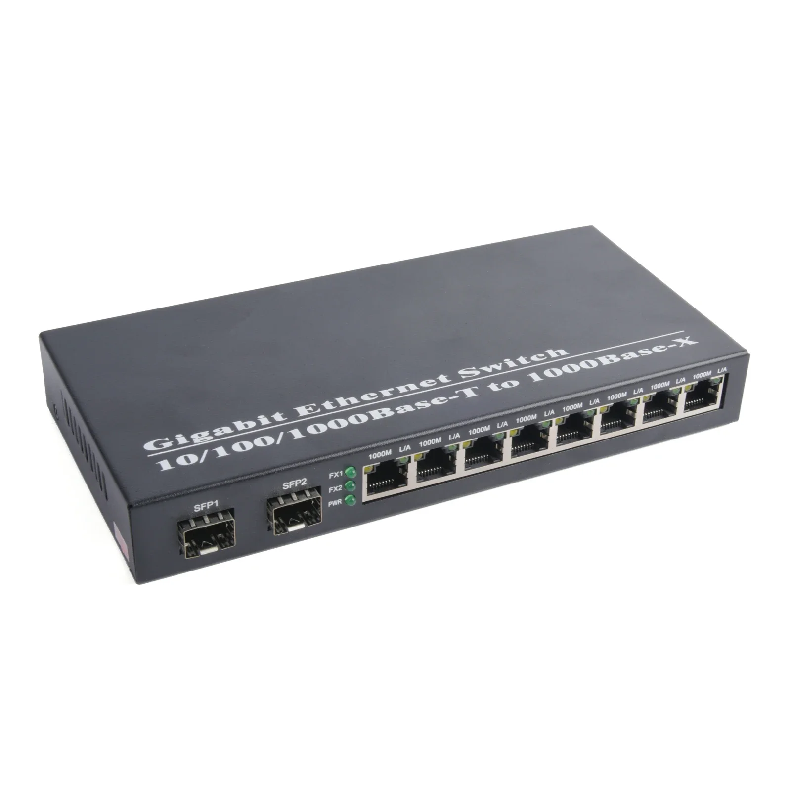 Fiber Optical Media Converter 1PCS Gigabit SFP Media Converter 2 SFP to 8 RJ45 Transceiver 10/100/1000M Fiber Optic Switch With 3KM/20KM LC/SC Module