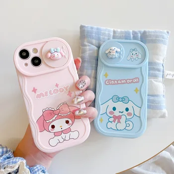 Cute Rabbit Dog Cartoon Sliding Camera Wave Phone Case for iPhone 7 8 15 Plus 14 Pro Max 13 Pro 12 11 X XS Max XR 16 Capa 1
