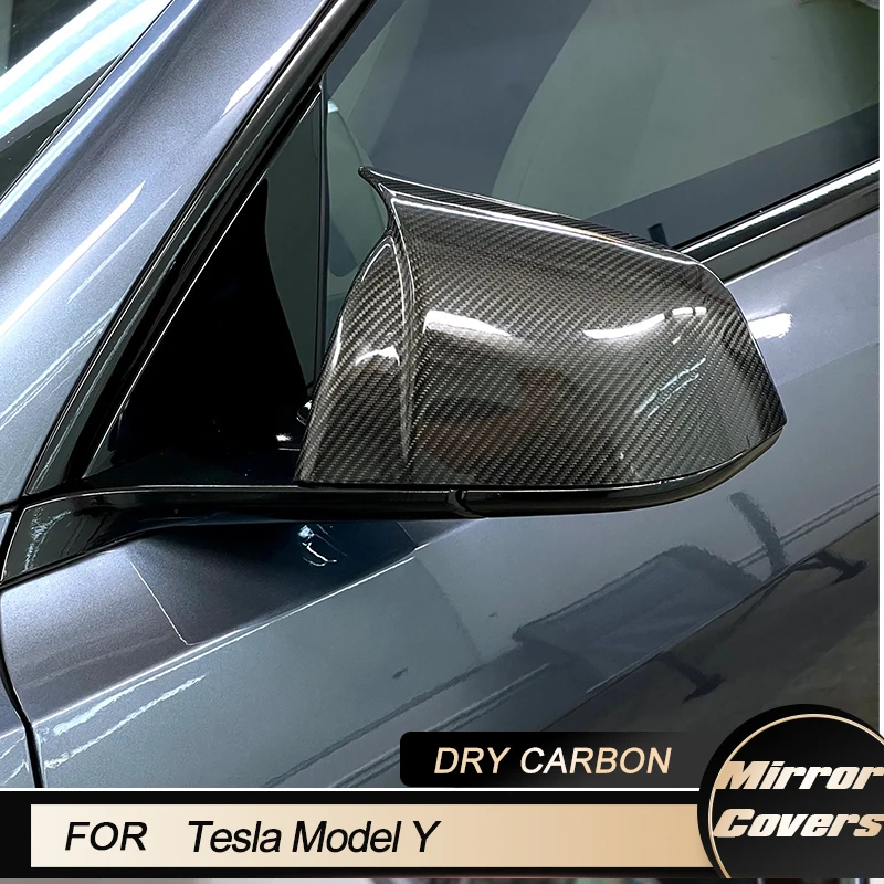 

Car Rear View Mirror Covers Caps For Tesla Model Y Sport Utility 4-Door 2019-2021 Add on Rearview Mirror Covers Shell Dry Carbon