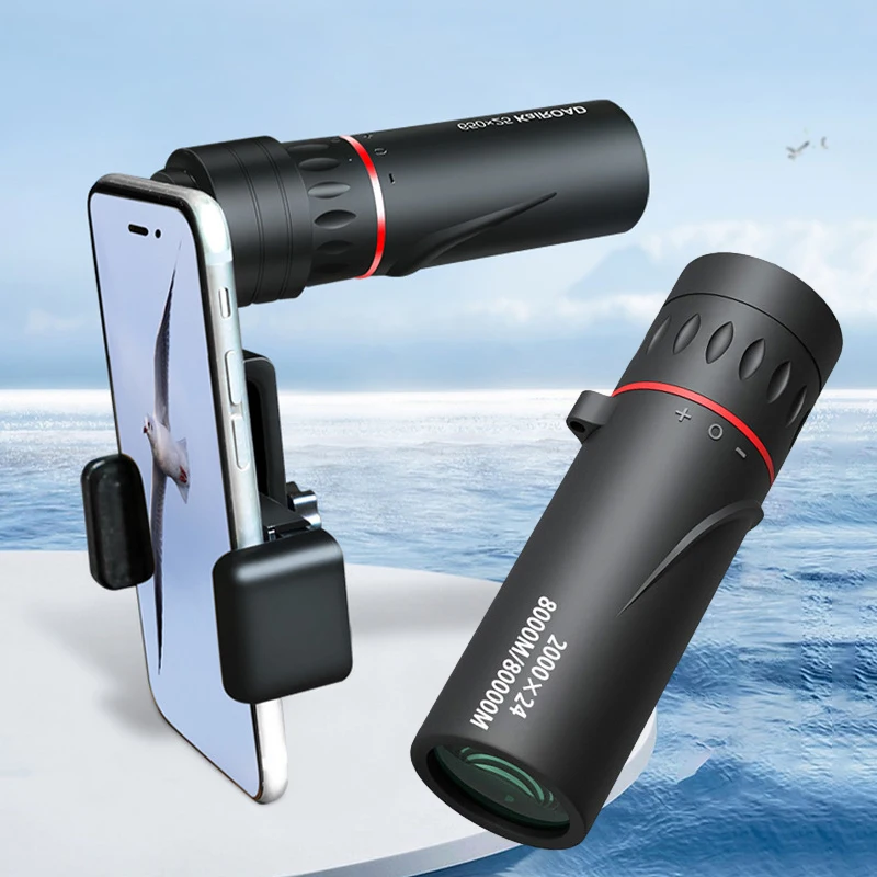 2000x24 HD Monocular Telescope Outdoor Mini Portable Zoom Telescope Phone Telescope Clip Tripod Camping Birdwatching Telescopes