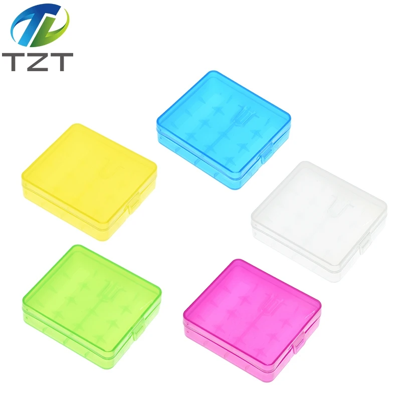 4 x 18650 Battery Case Plastic Transparent Hard White Blue Yellow Green