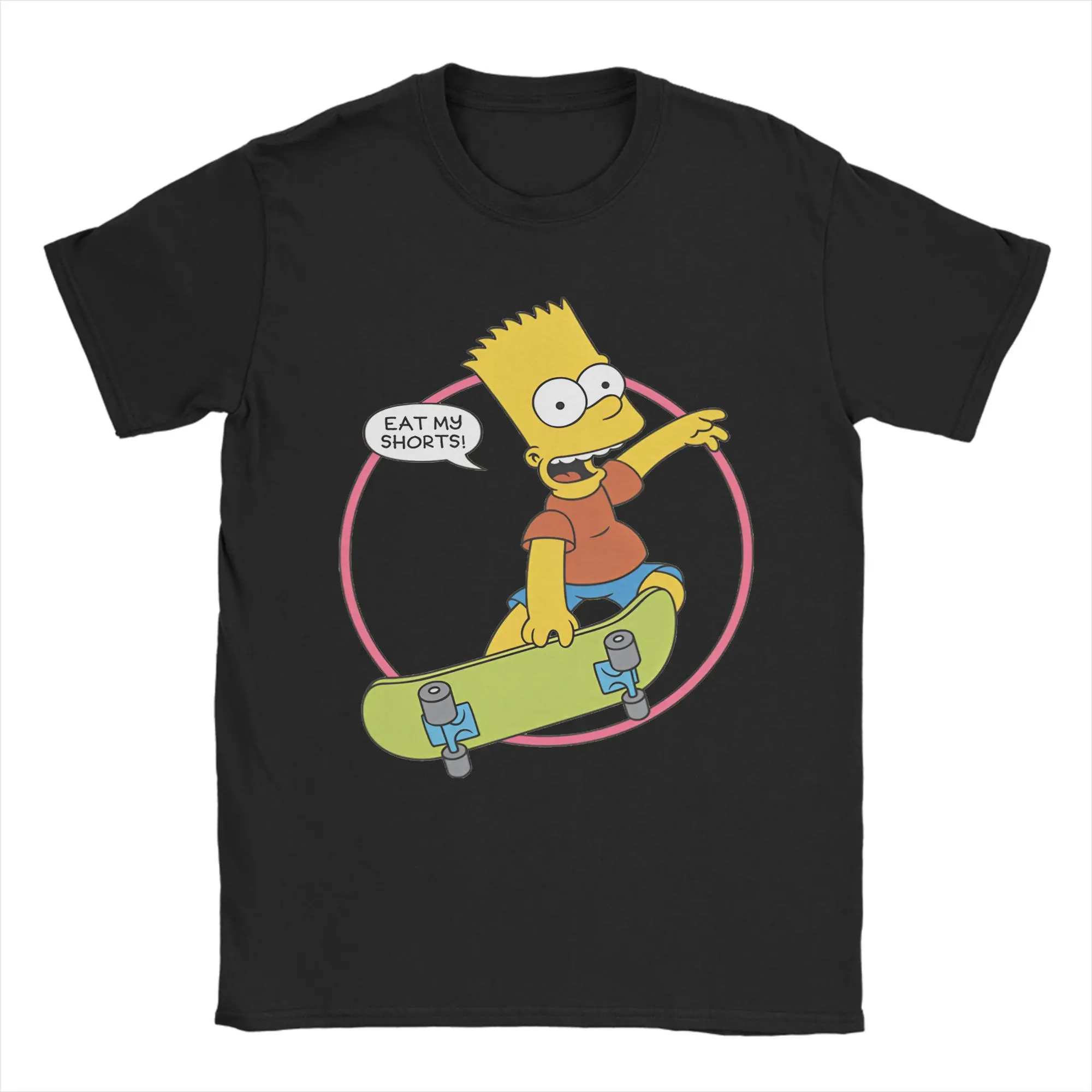 Neuartiges, lustiges The S-Simpsons Cartoon-T-Shirt für Männer und Frauen, Baumwolle, kurzärmelig, Bart Eat My Shorts, Rundhalsausschnitt, Sommer-Tops