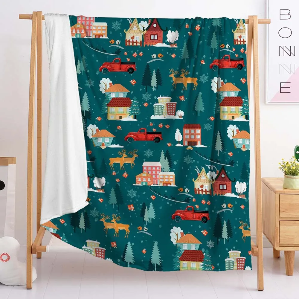 Premium Christmas Sherpa Throw Blanket | Christmas Decoration, Fleece, Plush, Warm, Cozy Reversible Microfiber Holid