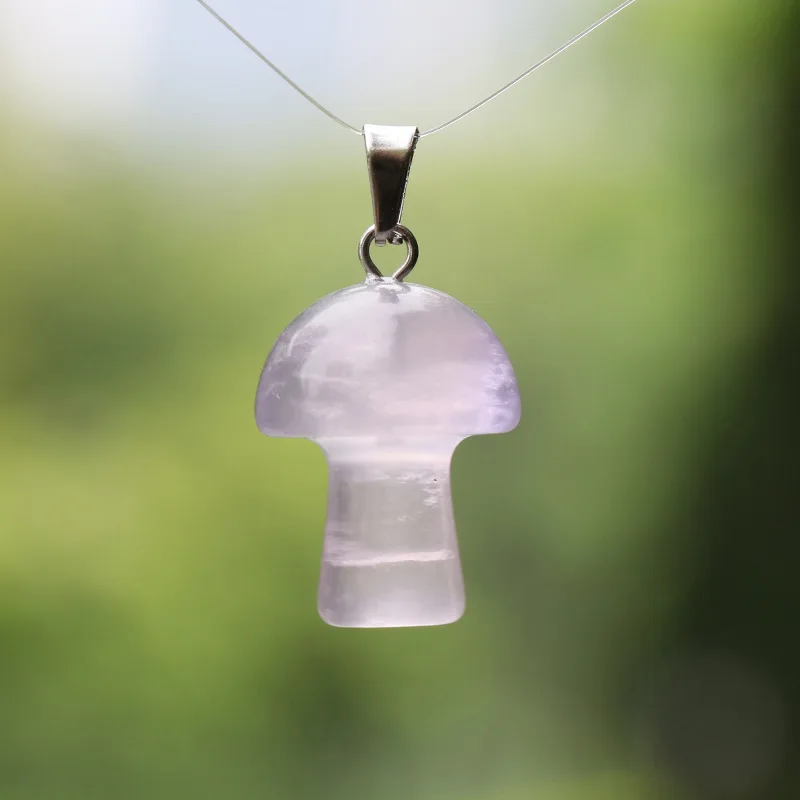 

LHT68 Natural crystal stone Mushroom Pendant Tiger eye stone powder crystal semi-precious stone pendant