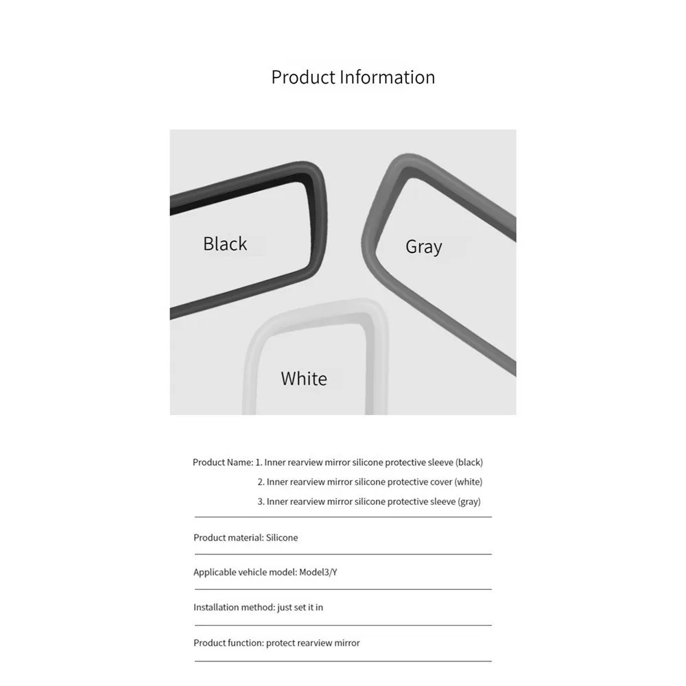 Car Rearview Mirror Silicone Protective Cover Protective Frame Modification Accessories for Model Y/3