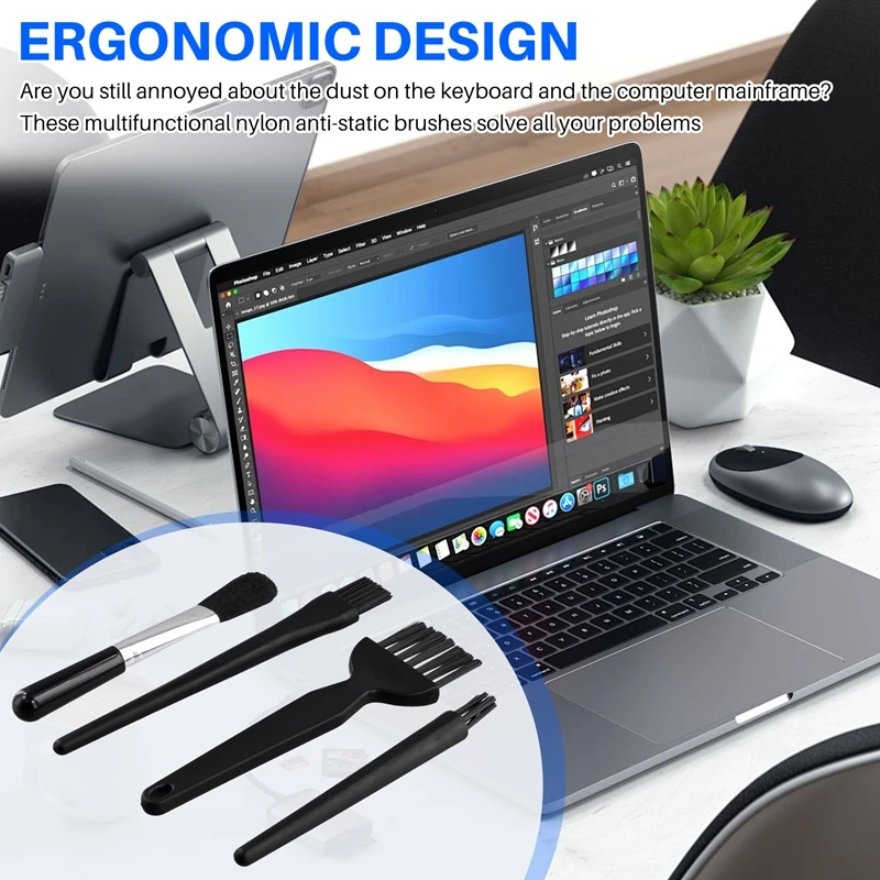 A15R -4Pcs Antistatic Brush Kit,Multi Antistatic Brush Keyboard Computer Cleaner Brush,For Laptop Keyboard Circuit Board