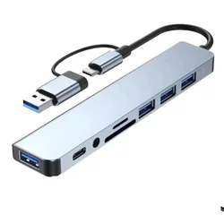 8 - in - 1 USB - C Hub with 4 USB Ports, TF/SD Card Reader, and Audio Output (8 in 1)