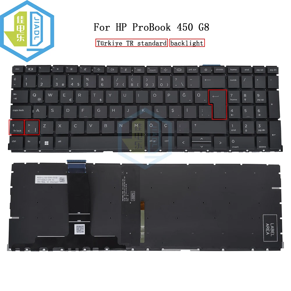 

TR Turkish /RU Laptop Backlit Keyboard For HP Probook 450 455R 455 G8 650 G8 Backlight Replacement Keyboards SG-A4360-2BA