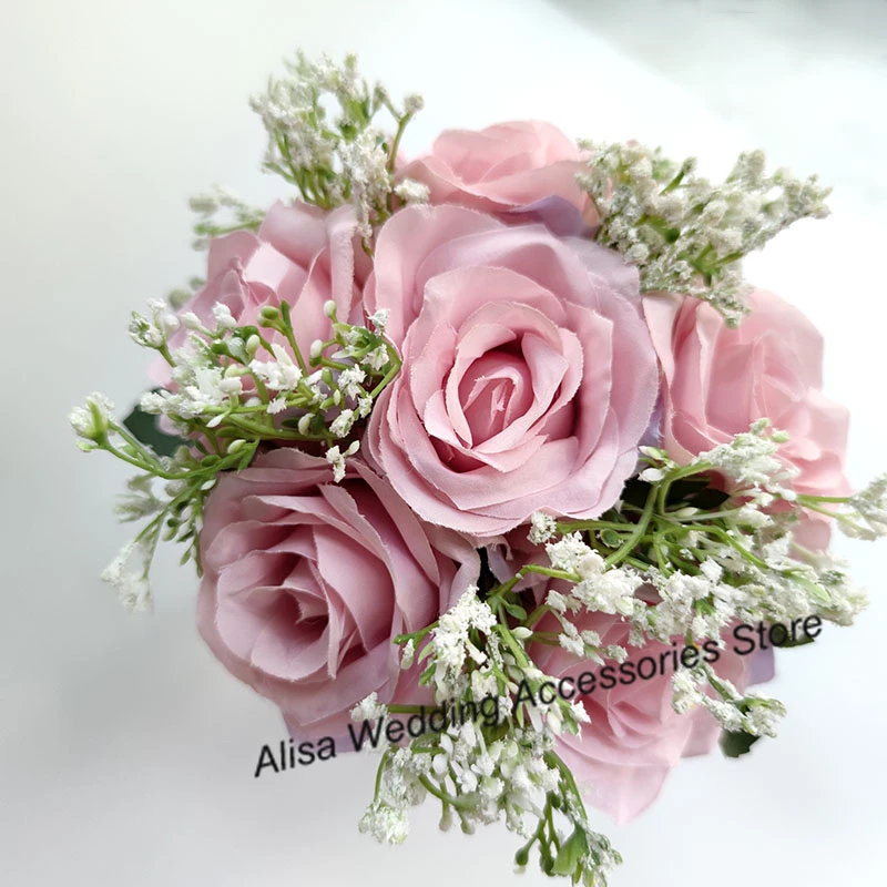Ivory Wedding Bouquet For Bride Bridesmaid Artificial Flowers Rose Gypsophila Bridal Bouquet Mariage Wedding Accessories