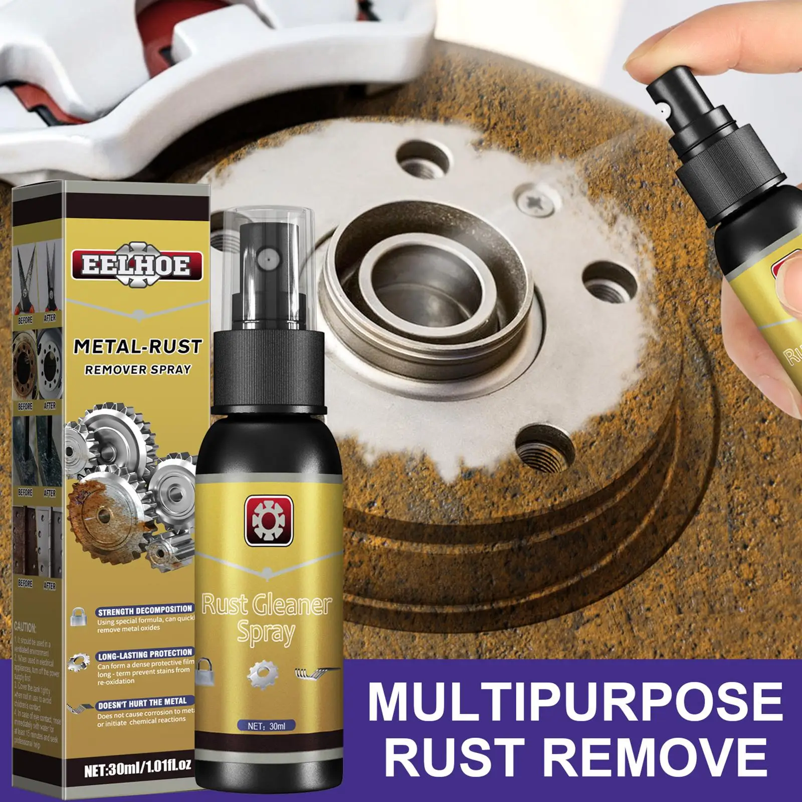 

30ml Car Rust Remover Spray Automotive Wheel Rim Metal Agent Wash Rust Maintenance C Y3J6 Multi-Purpose Anti-rust Cleaning P5O5