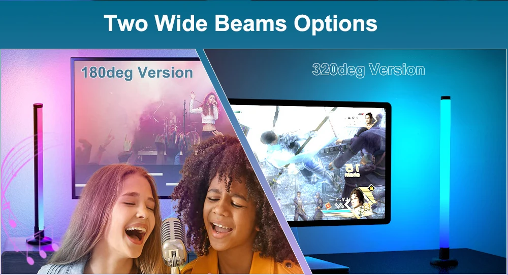 320deg LED Bar Light 10W 2 Packs RGBIC USB 5V LED Computer Bar Lamp Bluetooth Wifi Smart Control Ambient Lighting for Game Room