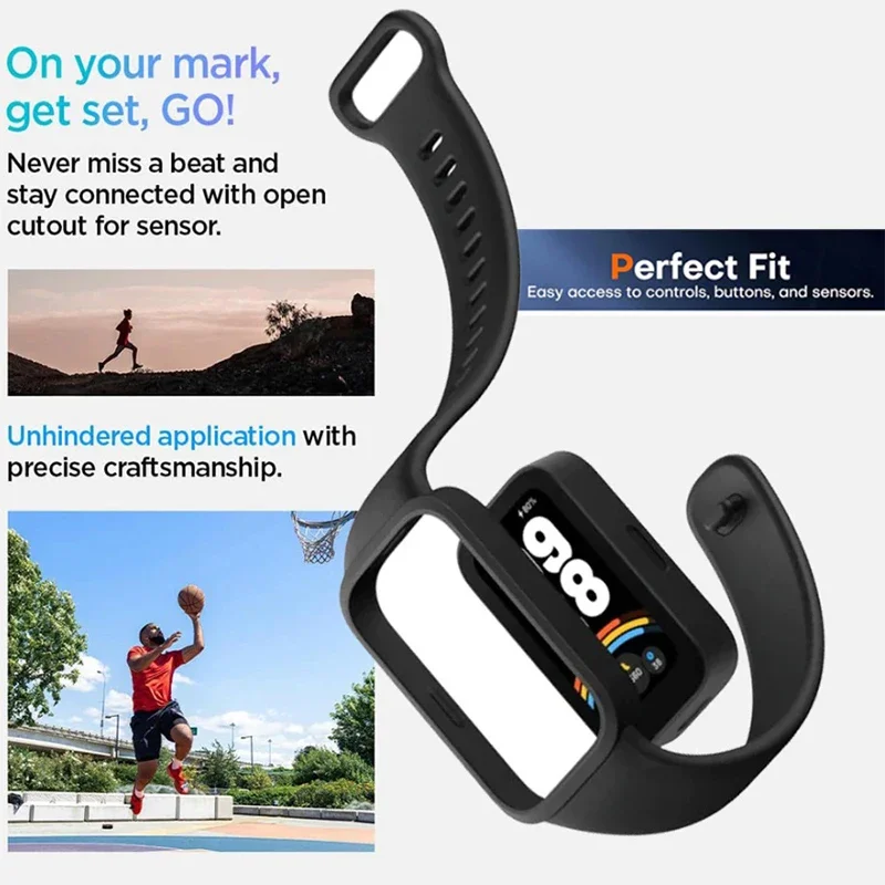 Dual-Pack: Silicone Strap + Full-Cover Screen Protector
