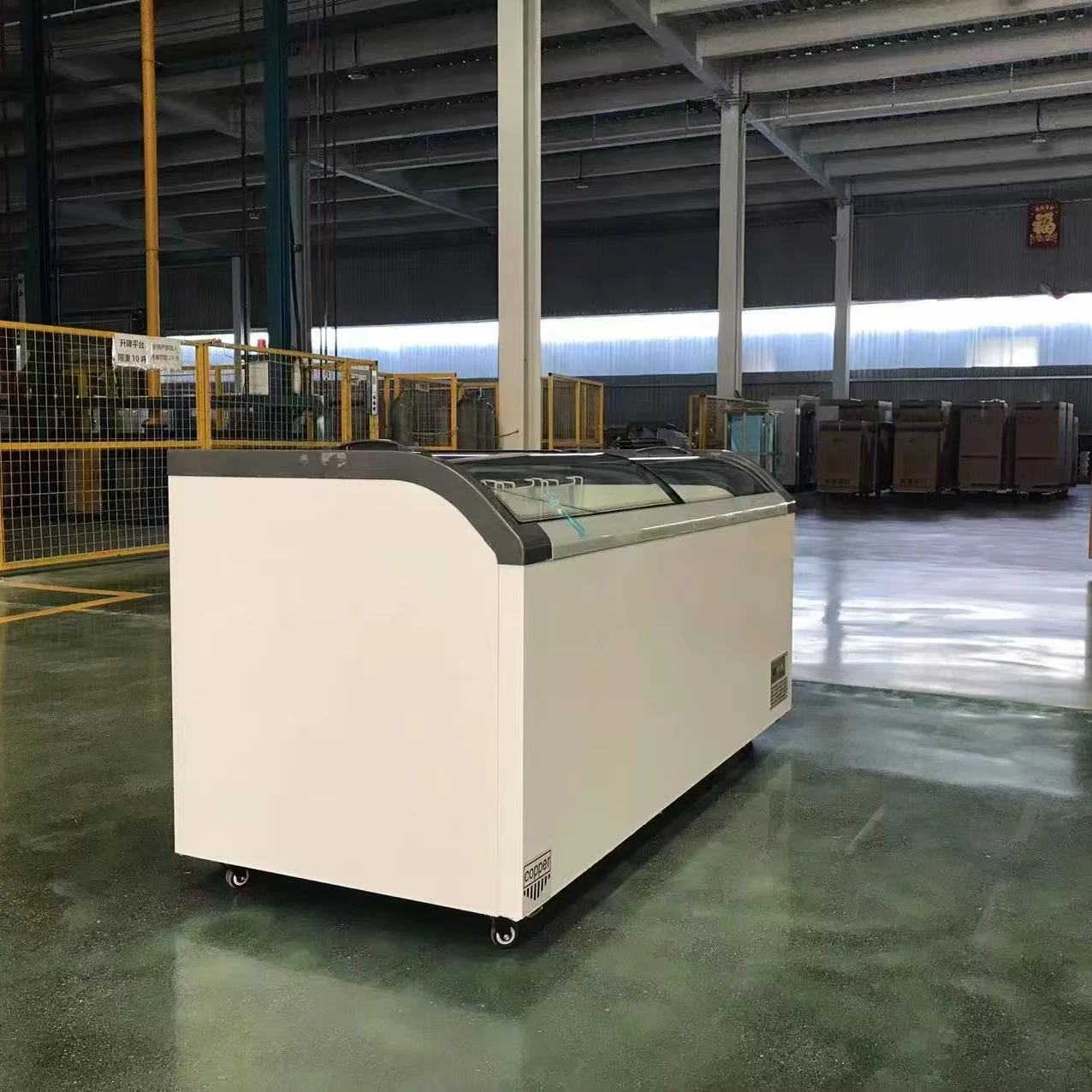 Single-Temperature Horizontal Island Freezer Direct Cooling Glass Door Refrigerator Electric Power Source For Display