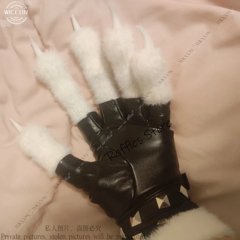 Furry Gloves Kig Fursuit Kigurumi Cosplay Plush Gloves Summer Claw Black White Multicolor Claw Cute Cool Furry Party Gift