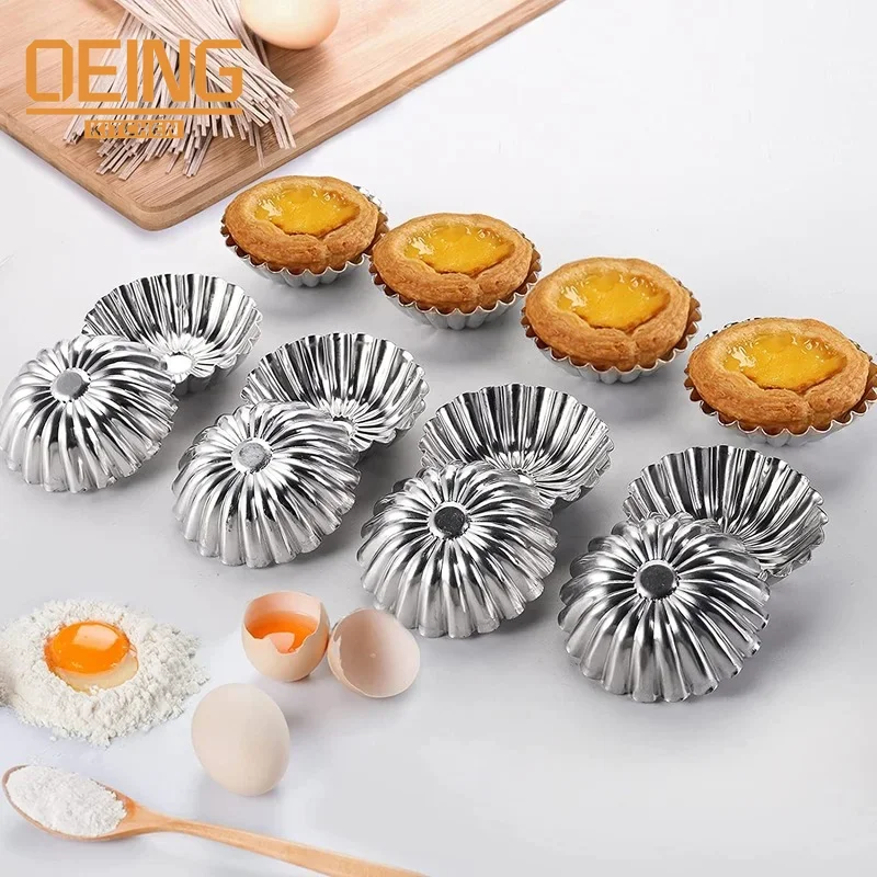 5pcs Nonstick Tart Molds Set - Heart, Bear Paw, Cocoa Bean, Duck Shapes Carbon Steel Baking Molds
