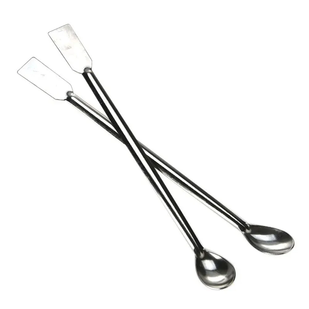 2Pcs Stainless Steel Lab Sampling Spoon Spatula 20cm Double End Reagent Spoon Chemistry / Dental Experiment Hand Tool