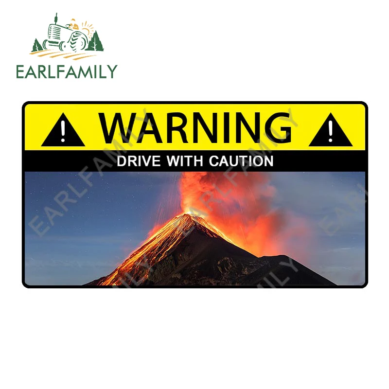 

EARLFAMILY 13 см x 5,7 см для вулканического извержения предупреждающие автомобильные наклейки на доску для серфинга индивидуальное украшение водонепроницаемый солнцезащитный