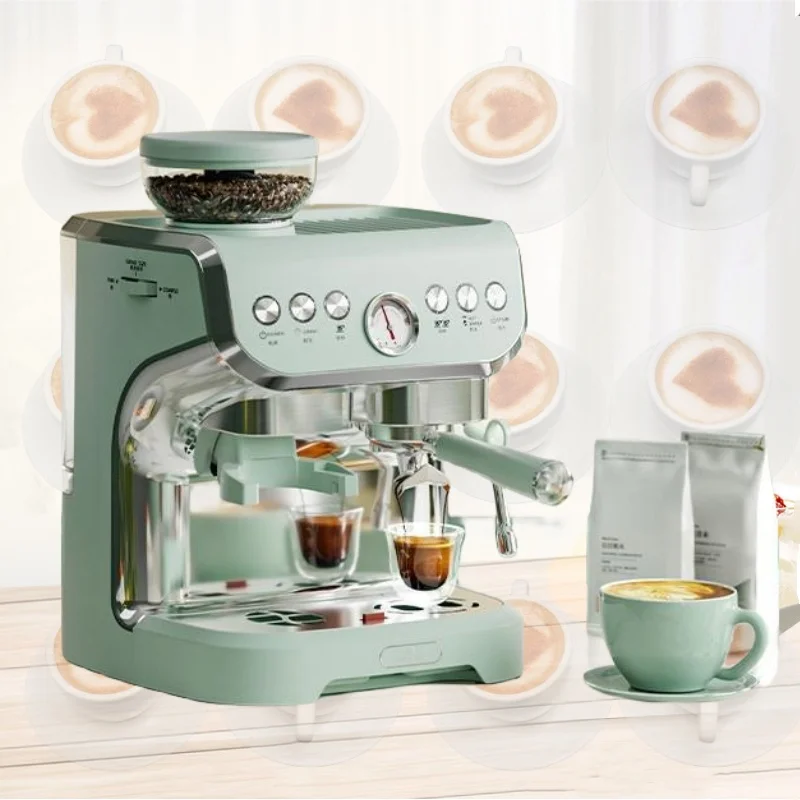 Espresso Machine With Grinder, Professional Espresso Maker With Milk Frother Steam Wand, Barista Latte Machine