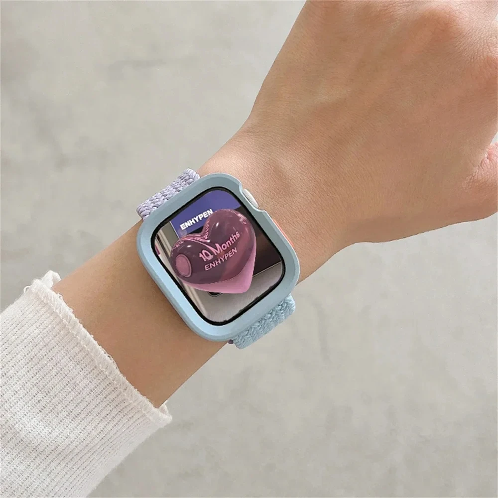 Korean Cute Braided Strap + Case For Apple Watch Band 44 40