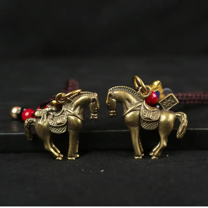 2026 Year Of Chinese Zodiac Horse Lucky Pendant Keychain Copper Feng Shui Wealth Key Ring Women Men Bag Charm Jewelry Gift