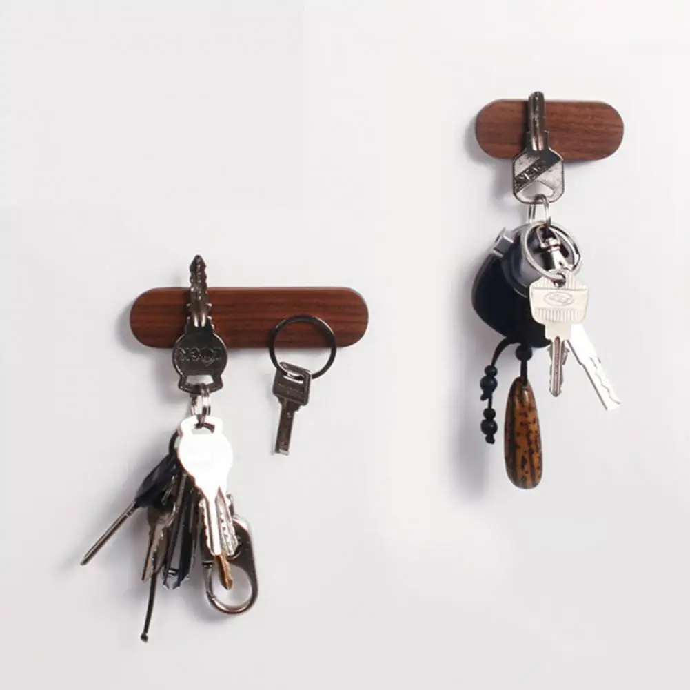 Key Rack Lightweight Key Holder Water-Resistant Wear Resistant  Fashion Black Walnut Key Magnet Hanger 6