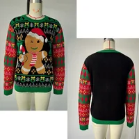 2025 Christmas Family Sweater Gingerbread Man Print Warm Soft Knitwear Full Sleeve O Neck Jumpers Adults Kids Matching Pullovers 6
