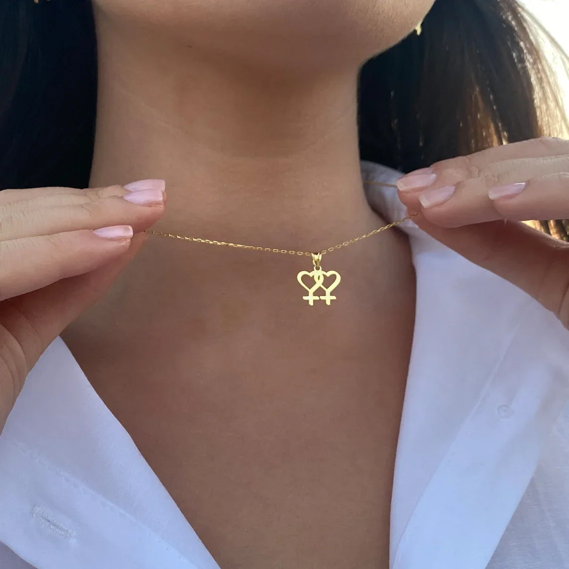 Venus Symbol LGBT Stainless Steel Necklace - Gold & Silver Women's Pendant Jewelry