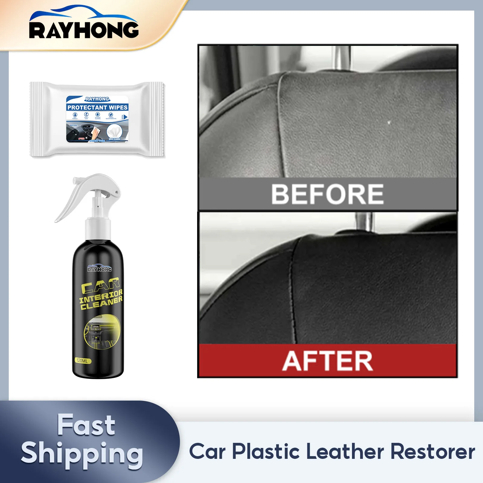 

Car Plastic Leather Restorer Renew Parts Polish Protect Coating Back to Black Gloss Leather Scratch Repair Car Interior Cleaner