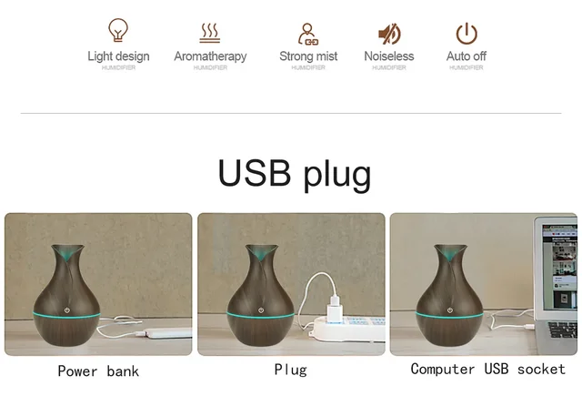 200ml Air Humidifier Essential Oil Diffuser USB Mist Maker Mini Humidificador with Colorful Light for home office car 3