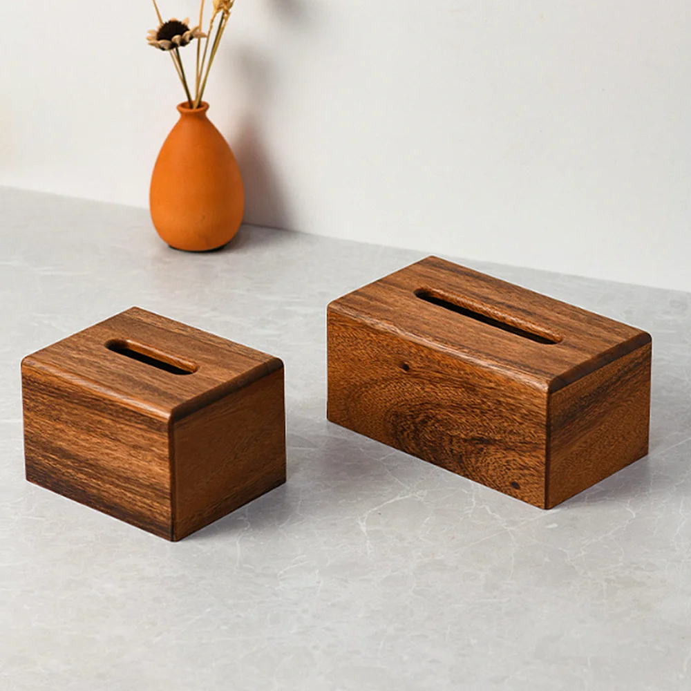 Durable High End Whole Piece Black Walnut Wood Tissue Box Cover Rectangle Holder Facial Tissue Dispenser Container 3