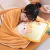 Cute Cartoon Plush Pillow+Carpet 2 In 1 Soft Stuffed Office Homdecor Sleeping blanket Cushion 6