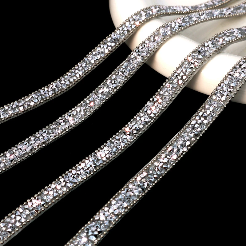 Rhinestone Stickers 1Yard 1cm Width Self Adhesive Crystal Rhinestone Sticker Diamond Ribbon DIY Arts Crafts Car Phone Decoration
