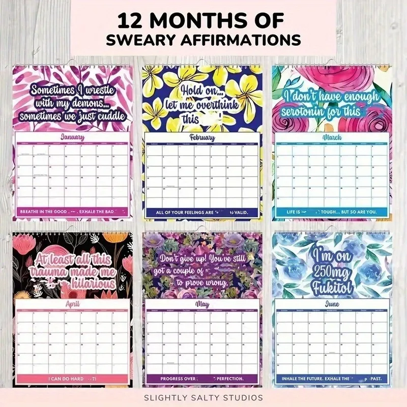 Calendar Memo Planner with Humorous and Inspirational Quotes, Notebook, Wall Hanging, Wall Mounted Memo