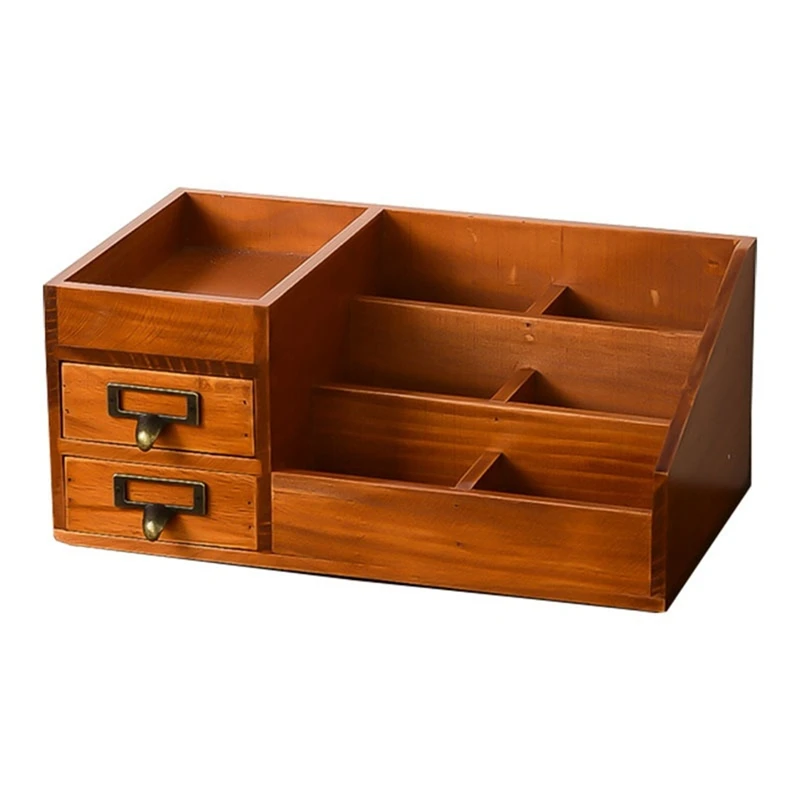 

Wooden Retro Lipstick Dresser Skin Care Products Jewelry Cosmetics Desktop Storage Box Finishing Box Drawer Type Rack