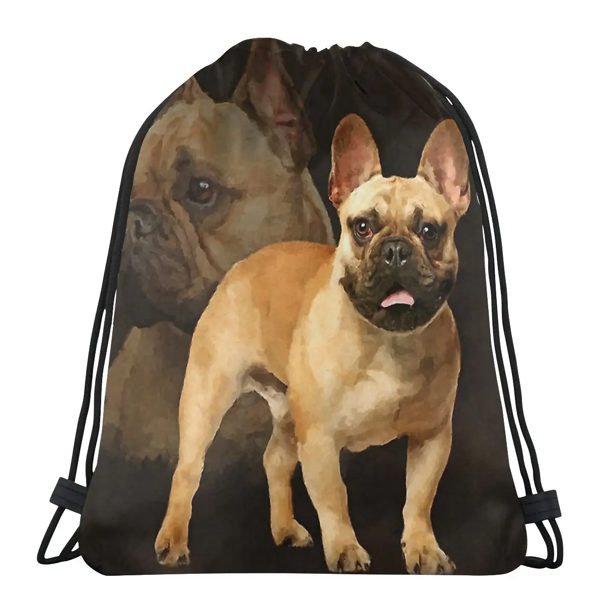 Puppy Art French Bulldog Kawaii Drawstring Bags Travel Shoe Teen Portable Rucksack Pouch |