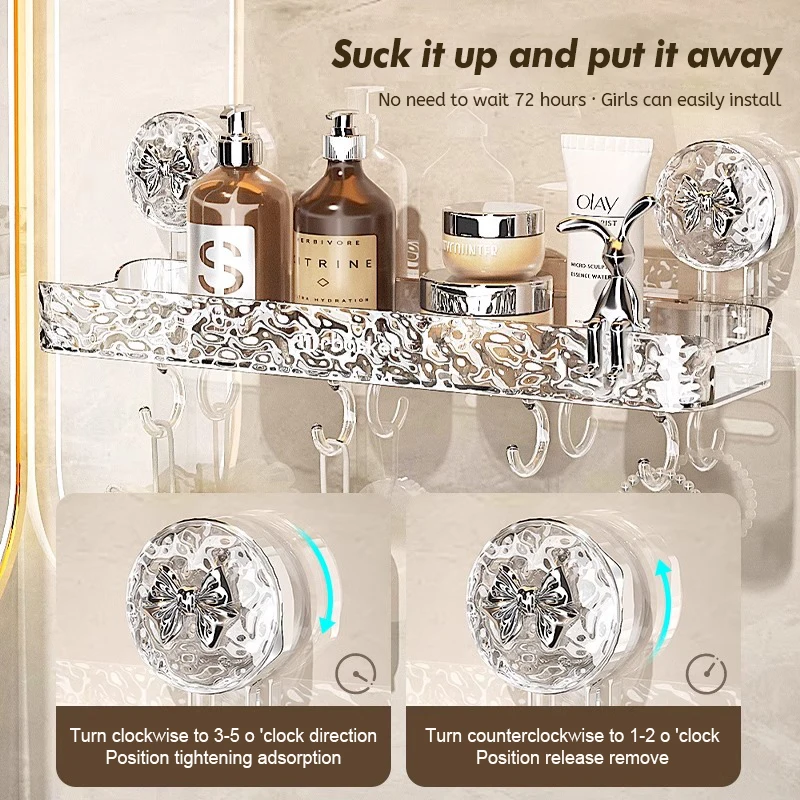 Bathroom Storage Rack Wall Mounted Non Perforated Household Strong Suction Cup Storage Rack Bathroom Toiletries 3