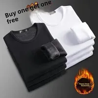 Men's Long Sve Base irt Workwear Winter Thiened Fce Large Size T-irt for Hard Work Daily Wear Stand Fit