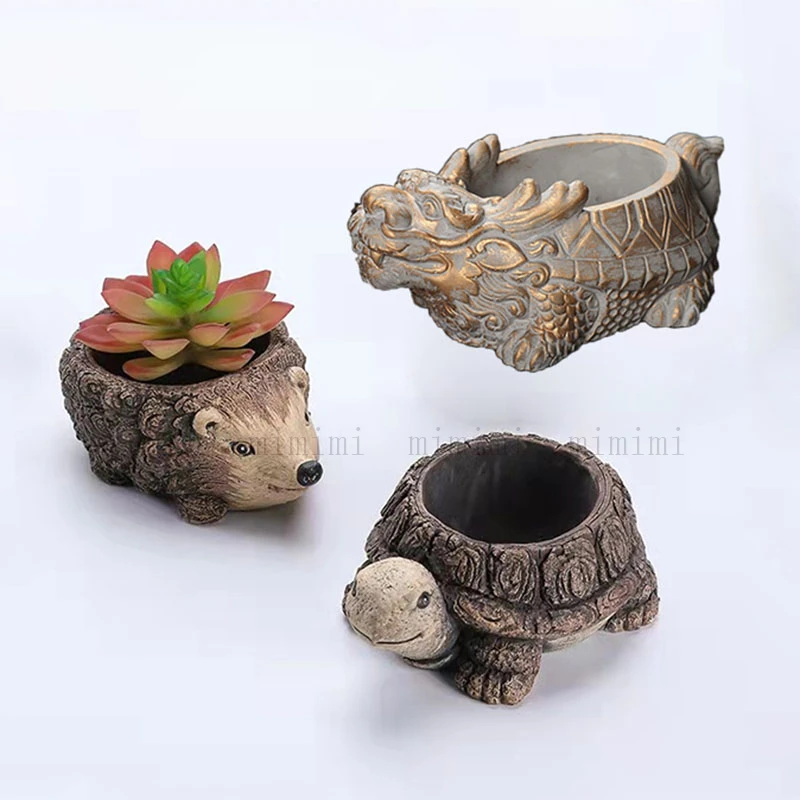 

Large Silicone Mold For Concrete Flowerpot Creative Animal Shape Dragon Turtle Hedgehog Design Resin Mould Silicon