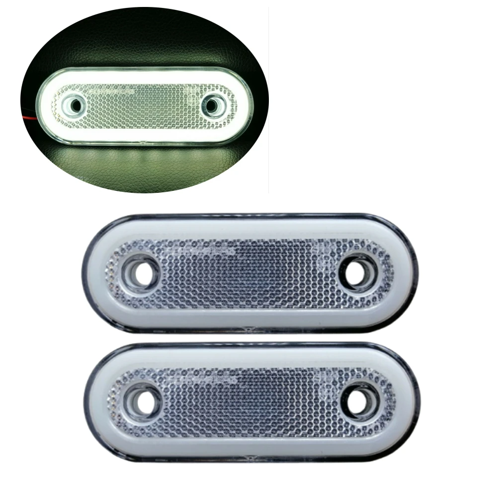 2PCS Marker Light 12 v Trailer LED Lighting Oval White Side Marker Lights 24v 20LED Lights Truck