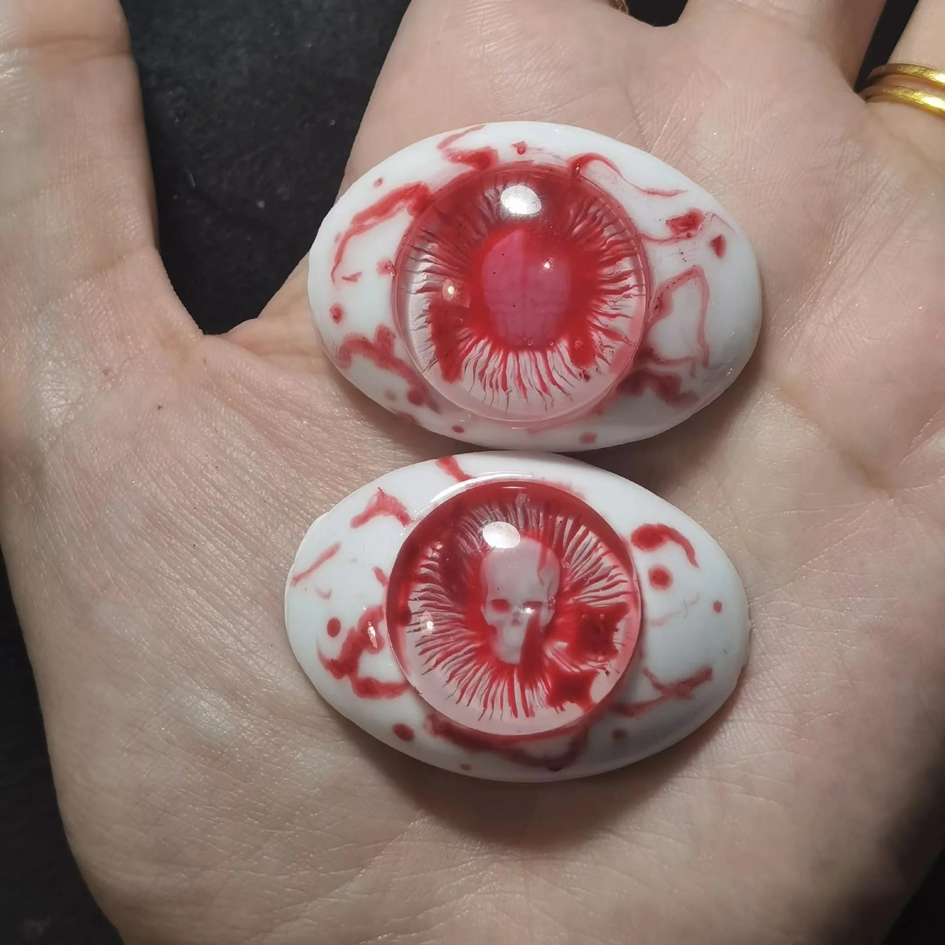 Puppenaugen Iris 22mm Harz-Augen Grün-Lila Augen Puppenzubehör DIY Handgefertigte Große Augenbälle – Detail 3