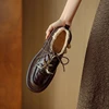 NEW Autumn/Winter Women Pumps Round Toe Chnuky Heel Shoes Genuine Leather Shoes for Women Lace-up Shoes Warm Plush Women Loafers