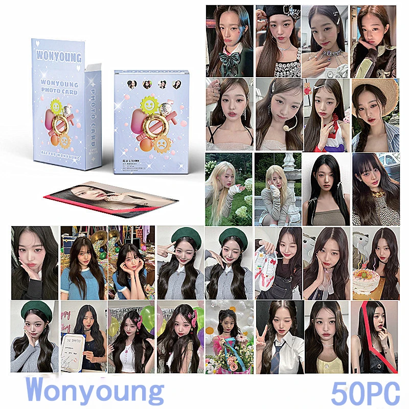 

50PCS/set KPOP IVE Laser Card New Album Wonyoung LOMO Card Yujin Gaeul LIZ Rei Leeseo Flash Card Holographic Postcard Photo Card