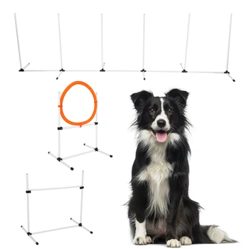 Dog Jumps Set Pet  Training Equipment Dog Adjustable  Jump Hurdle Hoop Pole Obstacle Course Pet  Training Pole 6